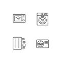 Automated electric appliances pixel perfect linear icons set