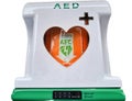 Automated External Defibrillator (AED) in a box. Isolated on white Royalty Free Stock Photo