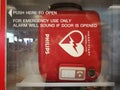 Automated External Defibrillator AED machine at Gate door in Thailand international airport for help patients have a Emergency C