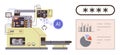 AI-Powered Factory Machine Processing Data with Security and Analytics Interface Royalty Free Stock Photo
