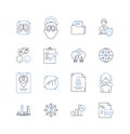Automated financial planning line icons collection. Algorithms, Optimization, Forecasting, Robo-advising, Analysis