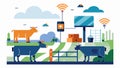 Automated gates and sensors monitor the movements of livestock sending realtime data to the farmers digital tracking