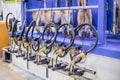 Automated goat milking suction machine with teat cups at exhibition