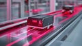 Automated guided vehicle moving on assembly line in factory