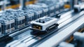 Automated guided vehicle transporting microchips in a modern factory