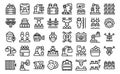 Automated Harvesting icons set outline vector. Smart farm robot