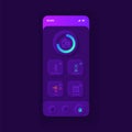 Automated home application smartphone interface vector template. Mobile app page dark design layout