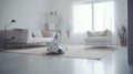 Automated Housekeeping Robot Maid cleaning the house with a Vacuum Machine - Ai Generated