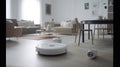 Automated Housekeeping Robot Maid cleaning the house with a Vacuum Machine - Ai Generated