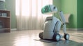 Automated Housekeeping Robot Maid cleaning the house with a Vacuum Machine - Ai Generated