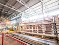 Automated industrial equipment at the factory in production hall