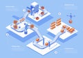 Automated industry concept 3d isometric web people scene