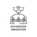 Automated irrigation line icon, outline sign, linear symbol, vector, flat illustration