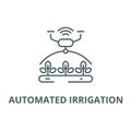 Automated irrigation line icon, vector. Automated irrigation outline sign, concept symbol, flat illustration