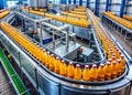 Automated Juice Bottling and Packaging Plant An Aerial View of Efficient Conveyor Systems and Robotics