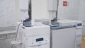 Automated laboratory machine for research scientist analyzes test tube. Laboratory of food industry measurement of