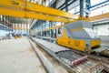 Automated line for the production of hollow core slabs. Royalty Free Stock Photo