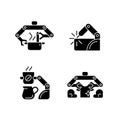 Automated mechanical devices black glyph icons set on white space