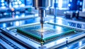 Automated Microchip Manufacturing: Precision Robotics in Electronics Production Royalty Free Stock Photo