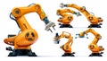 Robot industry. Robotic arms. 3d manipulator. Hydraulic mechanical robot on factory.