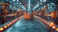 Automated package on conveyor belt in robotics factory - generative ai