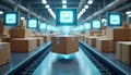 Automated package sorting system working efficiently in a modern warehouse environment during the day