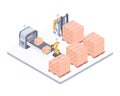 Automated packing system isometric illustration