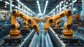 Automated precision: factory scene with robotic arms performing seamless tasks, advanced technology's role in