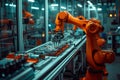 Automated processes with robotic arms assembling complex components in a high-tech factory Royalty Free Stock Photo