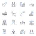 Automated property valuation line icons collection. Estimation, Appraisal, Calculation, Evaluation, Algorithm
