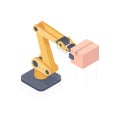 Automated robot arm isometric vector illustration