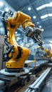 automated robot arm on production line in industial factory