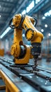 automated robot arm on production line in industial factory