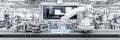Automated robotic arm assembling on factory line