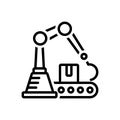 Black line icon for Automated Robotic Arm, manufacturing and loader