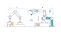 Automated Robotic Arms in Factory Setting, vector design Generative AI Royalty Free Stock Photo