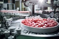 Automated Robotic vitamins, dietary supplements or medicine tablets Line. Pharmaceutical production plant indoors