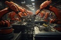 Automated Robotics arm factory. Generate Ai Royalty Free Stock Photo