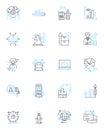 Automated robots linear icons set. Robotics, Automation, Mechanization, Artificial intelligence, Programming, Machine