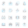 Automated robots linear icons set. Robotics, Automation, Mechanization, Artificial intelligence, Programming, Machine