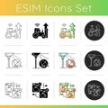 Automated systems in agriculture icons set