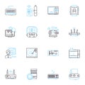 Automated systems linear icons set. Robotics, Efficiency, Precision, Streamlined, Integration, Automation, Mechanization