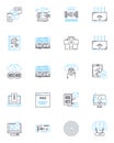 Automated tools linear icons set. Robotics, Machine, Technology, Efficiency, Innovation, Precision, Innovation line