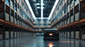 Automated warehouse with advanced robotics, efficient storage, high-tech environment, future concept