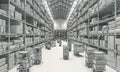 Automated warehouse 3d render