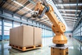 Automated Warehouse Logistics Robotic Arm Delivers Cardboard Boxes in Efficient AIPowered System