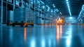 Automated warehouse with robotic pallet movers Royalty Free Stock Photo