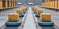Automated warehouse robots efficiently sort e-commerce packages on conveyor belts, optimizing logistics