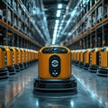 Automated warehouse robots transporting packages efficiently.