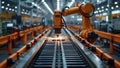 Automated welding arm on factory assembly line for vehicle production. Concept Automated Welding